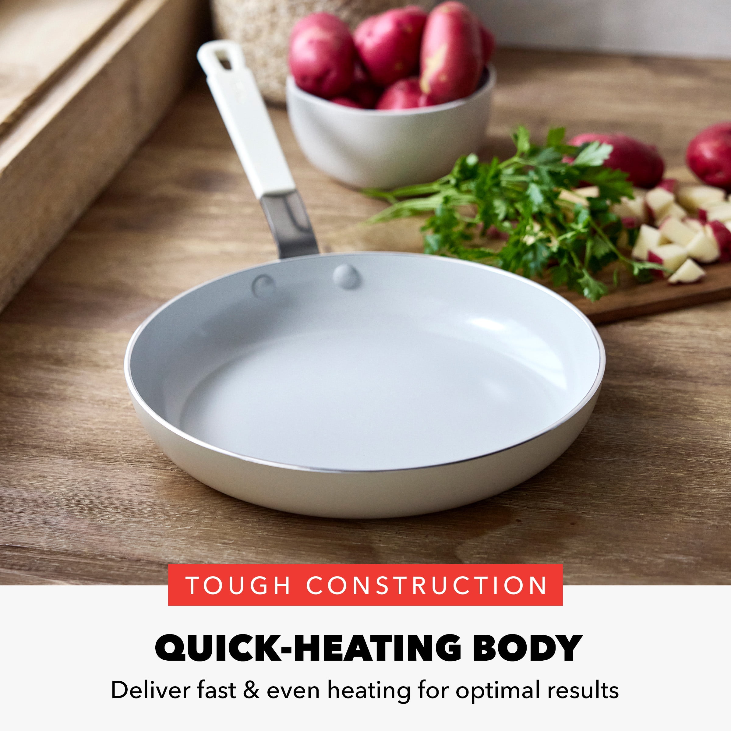 GreenPan Bobby Flay 10" Fry Pan Aluminum Ceramic Nonstick, Cream