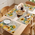 thumbnail image 5 of Vintage Sunflowers Honey Placemats Set of 4, Daisy Blue Flower Bee Home Sweet Non-Slip Place Mats Washable Table Mats for Kitchen Dining Table Decorations Indoor/Outdoor, 5 of 9