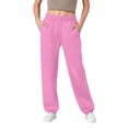 thumbnail image 2 of Sweatpants For Women Trendy Elastic Waist Cinch Bottom Lounge Pant Lightweight Baggy Joggers With Pocket 27" 28" 29" Inseam Pink S, 2 of 6