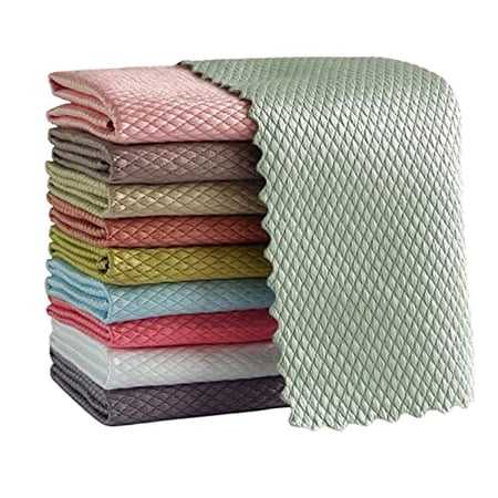 5 Pcs Fish Scale Microfiber Cleaning Cloths, Reusable Water Absorbable ...