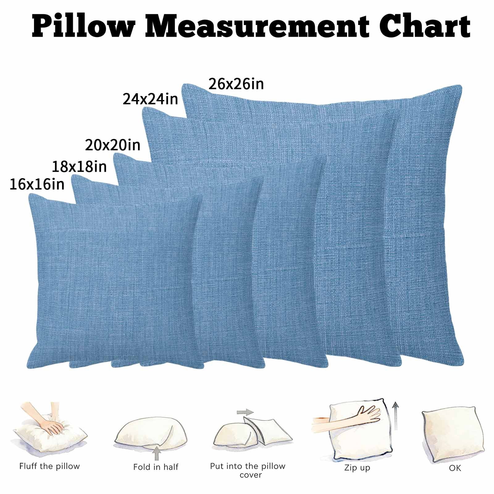 Blue Pillow Covers 16x16 Inch, Farmhouse Burlap Solid Blue Color Modern Linen Texture Linen Pillowcase with Invisible Zipper, Decorative Throw Pillow Covers Cushion Case for Couch Sofa Bed