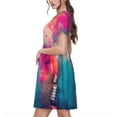 thumbnail image 2 of Logiee Colorful Lightbulb Abstract Print Womens Summer Dress,Casual Short Sleeve Sundresses,Beach A-line Shift Dress with Pockets, 2 of 6