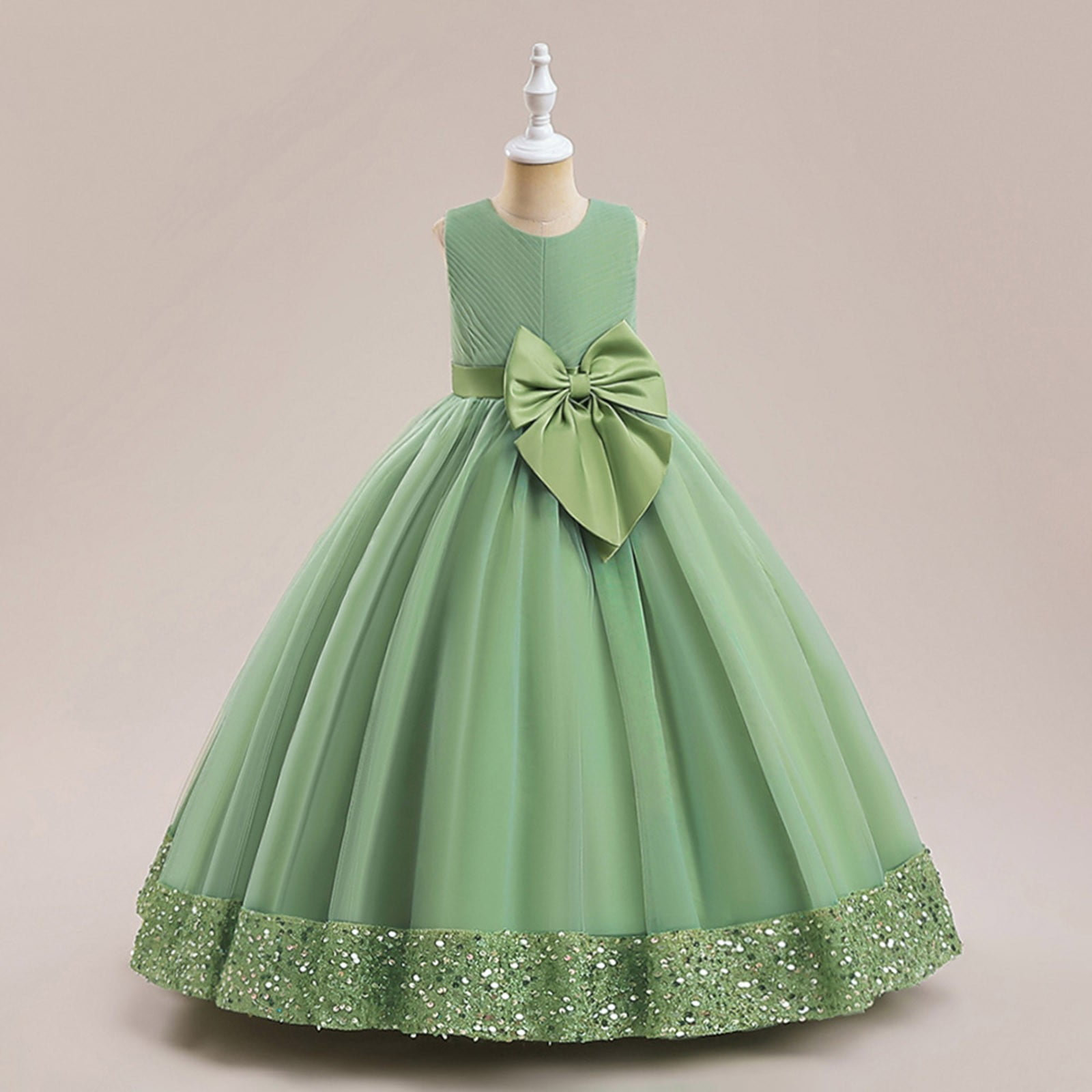 Zanarzt Kids Girls Princess Dresses Tutu Dress for Girls Tulle Princess Birthday Party Prom Outfit Toddler Girls Ball Gown Dress Light Green,8-9 Years