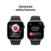 Apple Watch Series 11 [GPS + Cellular 46mm] Smartwatch with Space Gray Aluminum Case with Black Sport Band - M/L