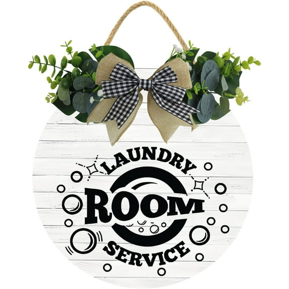 Eveokoki 12" Laundry Room Wall Decor Wooden Sign Self Service Wash Dry Fold Repeat Wood Wall Hanging Signs,Wash Room Wall Plaque Artes