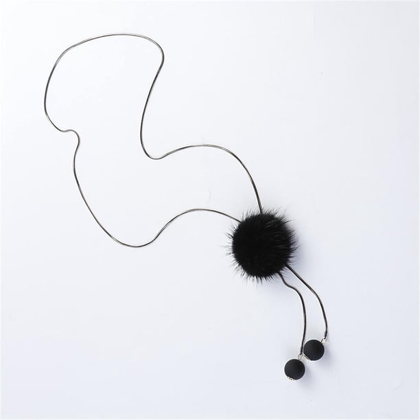 Elegante suéter de invierno cadena pompón adornos colgantes decoración de joyería para mujer Negro Yinane Collar de suéter cristalino