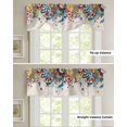 thumbnail image 4 of Tie Up Valance Curtain for Kitchen, Bohemian Watercolor Flower on Linen Rod Pocket Short Curtains Adjustable Tie-Up Shade Valances, Vintage Floral Window Treatment for Bathroom Living Room Bedroom, 4 of 7