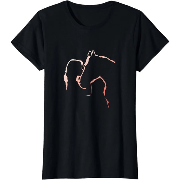 Playera de Mujer: Niña Besando a su Caballo en Silueta