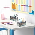 thumbnail image 6 of WOBOGO The Train Travels in Space Acrylic Pen Holder 4 Compartments Clear Pencil Organizer Makeup Brush Storage Case, 6 of 7