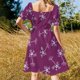 thumbnail image 5 of Vestido de manga corta con diseño de neurona de acuarela, ropa de verano, vestidos de mujer, vestido de lujo., 5 of 7