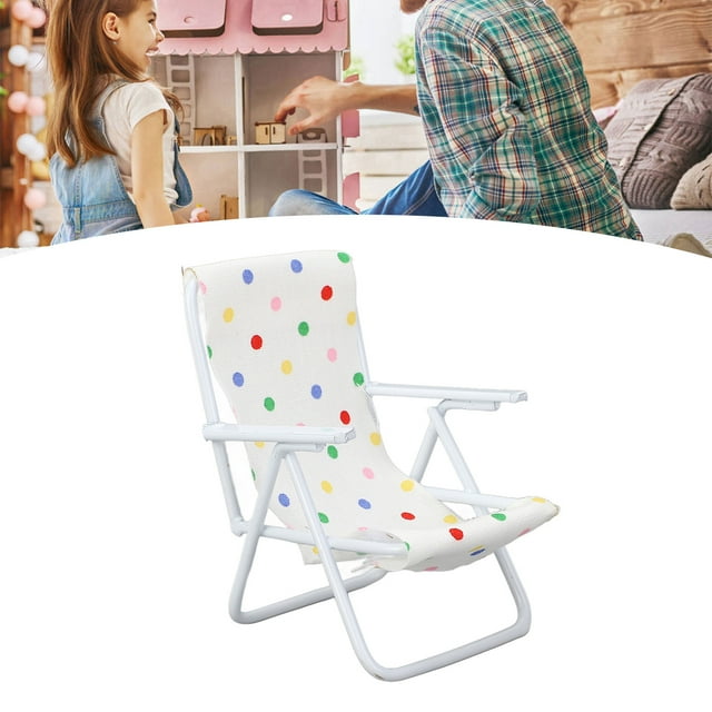 Sillón en Miniatura 1/12, Silla de Playa Con Estructura de Metal Realista para DecoraCión de Casa de Muñecas, Adecuado para Adultos, Niños y Bebés