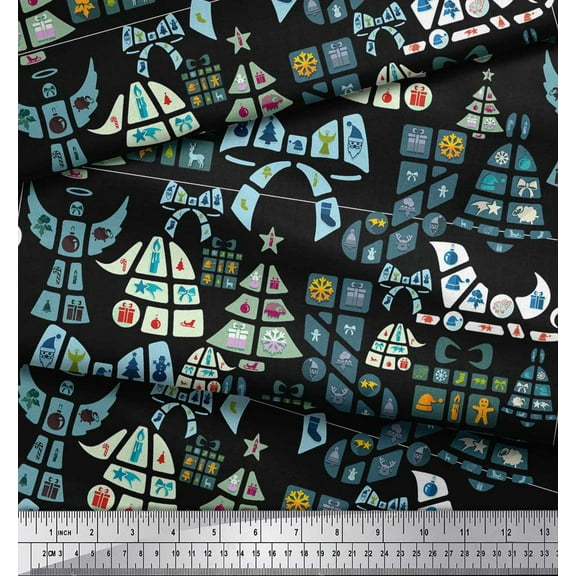 Soimoi Cotton Voile Fabric Christmas Theme Party Decor Fabric Printed Yard 42 Inch Wide