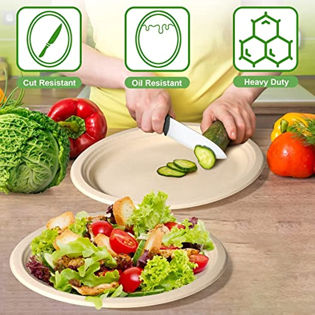  8.5 Inch Coated Paper Plates, Heavy Duty, Disposable Large Deep  Dish Plate Bulk for Dinner, Lunch, Summer BBQs, Dessert, Pantry Stock,  Medium Weight, Microwave Safe, Strong (125 Pack) : Health & Household
