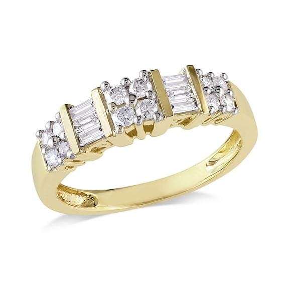 AMOUR 1/2 CT TW Baguette and Round Diamond Anniversary Band In 14K Yellow Gold