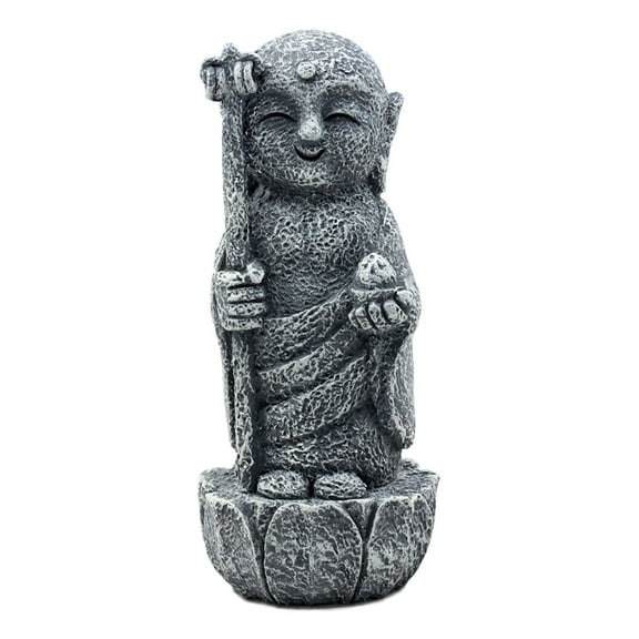 Ebros Lucky Japanese Jizo Monk Holding Staff & Jewel Figurine 5"H Bodhisattva Buddha K?itigarbha Charm Sculpture