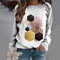 thumbnail image 2 of Camisas informales de manga larga para mujer, sudadera de cuello redondo con estampado de rombos geométricos, jersey de cuello redondo, Tops tipo túnica holgados Pompotops  FGAJ1111, 2 of 6
