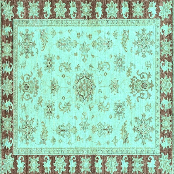 Ahgly Company Indoor Square Oriental Light Blue Traditional Area Rugs, 5' Square
