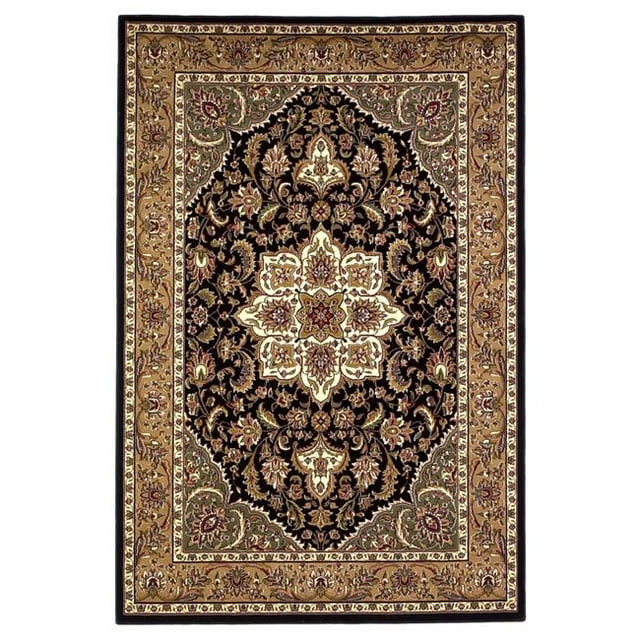 HomeRoots 352872 Tapis de Sol Rond en Polypropylène 7 Pi Noir et Beige