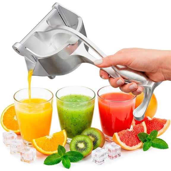 Fruit Juice Squeezer Handheld Aluminum Alloy - Manual Juicer Hand Press, Non-Slip Ergonomic Handle, Easy to Use & Clean, 0.6 L Capacity - Great Bar Juicer for Citrus, Pomegranate, and Other Fruits