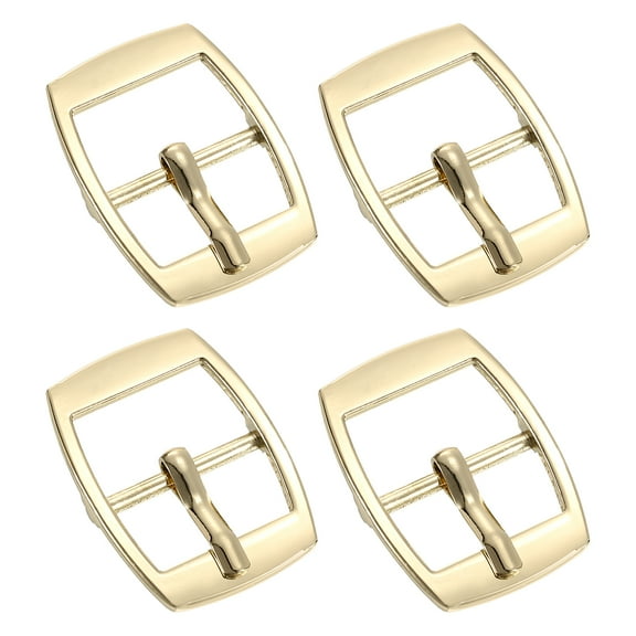 Uxcell Metal Roller Buckle, 4Pack 0.75" Single Prong Belt Buckle Square Center Bar Buckles for Leather Craft Accessories Belt, Gold