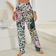 thumbnail image 3 of Leopard Print Pink Roses Flowers Winter Female Pants Flannel High Waist Women Pants Lady Warm Straight Leg Plush Trousers, 3 of 7