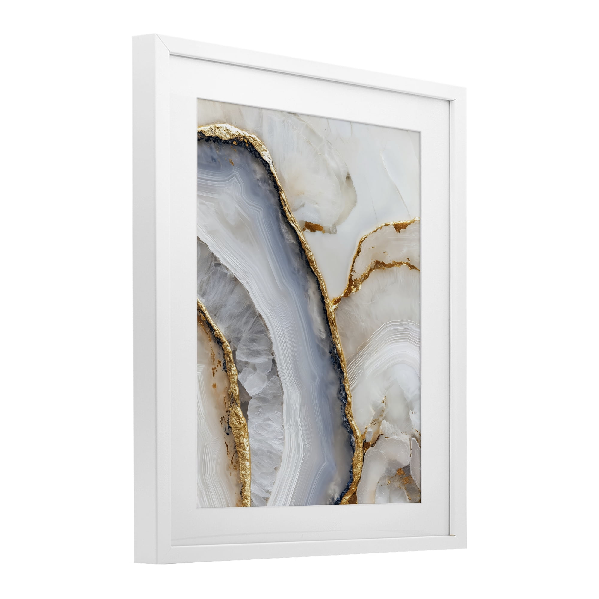 Stupell Industries Golden Marble Flow White Framed Print Under Glass, design by Svetlana Aleynikova