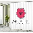 thumbnail image 5 of Ambesonne Kissing Shower Curtain, Sending Kisses and Muah, 69"Wx70"L, Dark Pink White, 5 of 5