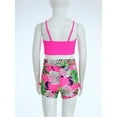 thumbnail image 6 of iiniim Girls 2Pcs Swim Top with Floral Print Swimming Shorts Swimsuit Athletic Summer Beachwear Hot Pink 7-8, 6 of 7