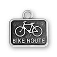 thumbnail image 1 of Sterling Silver 20" 1mm Box Chain BIKE ROUTE Sign Pendant Necklace, 1 of 2