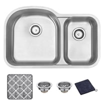 DIRECTUNIT Undermount Kitchen Sink 18 Gauge Stainless Steel Double Bowl 31.5"