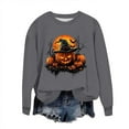 thumbnail image 2 of Jsaierl Halloween Sweatshirts for Women Spooky Pumpkin Ghost Graphic Sweatshirt Trendy Crewneck T-shirt Long Sleeve Holiday Pullover Tops Halloween Gifts, 2 of 6