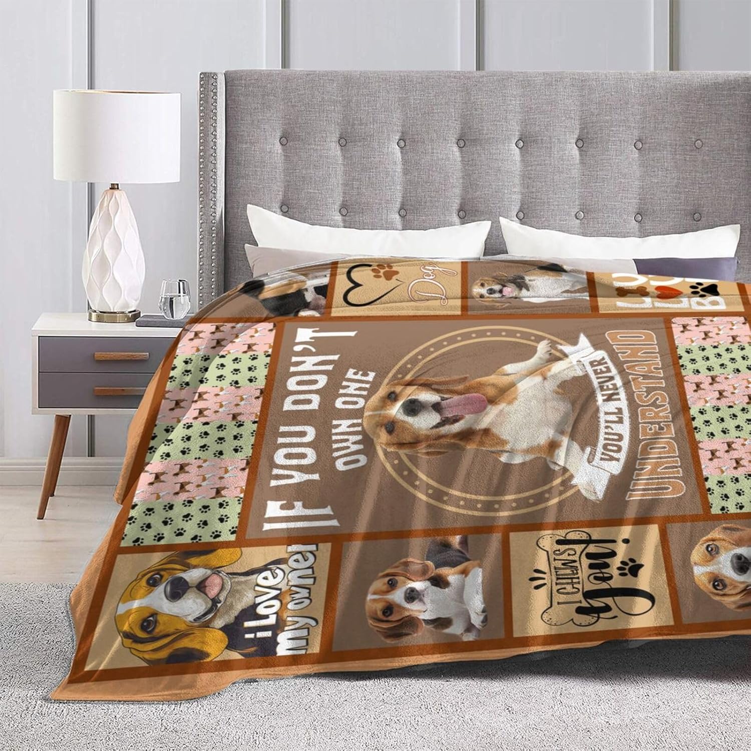 Cute Beagle Blanket Dog Beagles Blankets for Women men Funny Pet Fleece Cozy Flannel Throws Warm Soft Fuzzy Dogs Plush Stuffed Animal for Sofa Bed Decor Gifts for Users Men Women 50"x40"