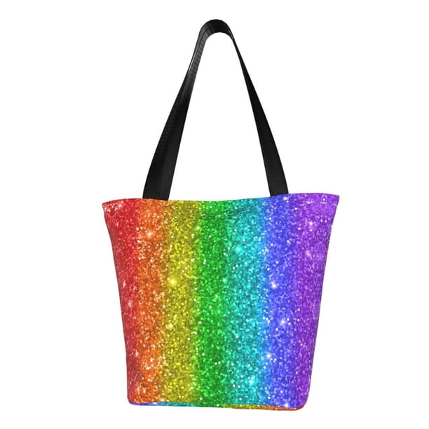 Easygdp Glitter Rainbow Bolso de Hombro para Mujer, Bolso Bandolera y Cartera de Mano Elegante para Uso Diario