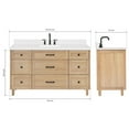 thumbnail image 5 of ARIEL Monroe 60 Inch Single Rectangle Sink Bathroom Vanity With Carrara White Quartz Countertop 1.5 Inch Edge In Oak, 5 of 8