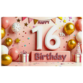 thumbnail image 3 of Sparkly Glittery 16th Birthday Banner Background with Balloons Stars and Gifts Party Supplies Photography Props for Birthday Party Celebrations Decorations Happy Birthday Event Backdrop, 3 of 8