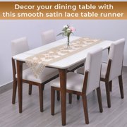 Shop LC Beige Farmhouse Table Runner 72 Inches Long for Dining Golden Doilies Embroidered Boho Style Polyester Room Decor Kitchen Rustic Lace Tablecloth for Wedding Decorations Birthday Gifts