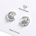 thumbnail image 4 of EOEMY Solid 925 Sterling Silver Cute Cushion Cut Crystal Cat Couple Stud Earrings Gift, 4 of 9