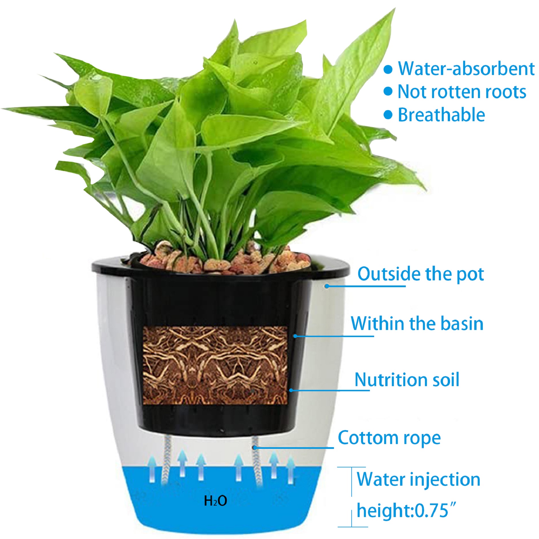 ALL-CARB Self-watering Flower Pots Plant Pot Self Watering Hanging Basket Hanging Planter