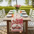 thumbnail image 4 of Table Runners 90 Inches Long Dress Scarves, Valentine's Day Farmhouse Coffee/Dining/Kitchen Table Runner for Living Room, Pink Love Balloons Trees Truck Plaid Beige 13x90 Inch, 4 of 9