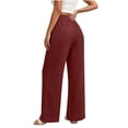thumbnail image 5 of Guluxicc Women's Straight Leg Pants Elastic Waist Long Trousers with Pockets Summer Casual Outfits for Everyday Wear, 5 of 6