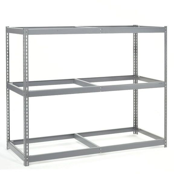 Global Industrial B2297156 96 x 72 x 24 in. 3 Shelves Wide Span Rack without Deck, Gray