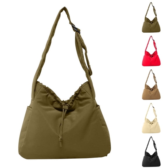Hfnxid Canvas Messenger Bag Large Hobo Bag Crossbody Shoulder Bag Drawstring Tote Bag for Women and Men