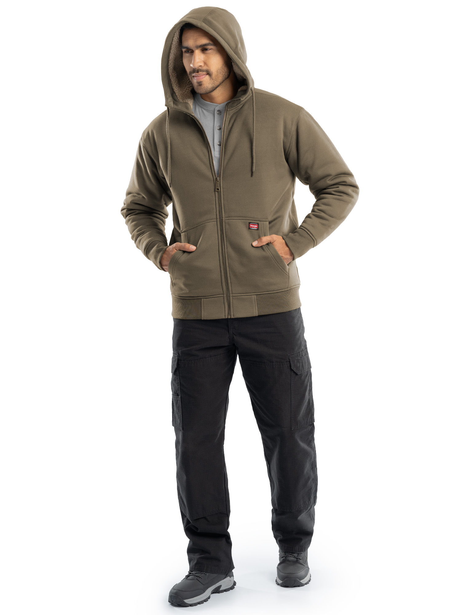 Wrangler Workwear Men's Quilted Zip-Up Fleece Hooded photo 2