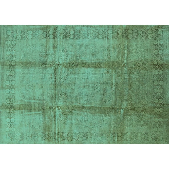 Ahgly Company Machine Washable Indoor Rectangle Oriental Turquoise Blue Traditional Area Rugs, 8' x 10'