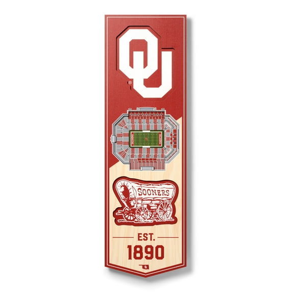 YouTheFan NCAA Oklahoma Sooners 6'' x 19'' 3D Stadium View Banner
