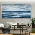 thumbnail image 4 of Abstract Blue Minimalist Painting Original Blue Sea Canvas Wall Art Abstract Textured Seascape Oil Painting White Sea Wave Textured Wall Art,Unstretched,Frameless,(71*142cm)28*56lnches, 4 of 5
