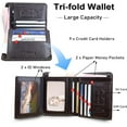 thumbnail image 5 of RFID Blocking Trifold Genuine Leather Wallets for Men, Vintage Short Multi Function Credit Card Holder,Money Clips with 2 ID Windows Give Gifts to Men (Coffee), 5 of 5
