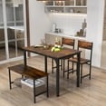 thumbnail image 2 of Costway Ensemble de Salle à Manger 4 Pcs Bureau Rustique 2 Chaises et Banc avec Étagère de Rangement Brun, 2 of 9