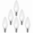 thumbnail image 1 of Small E14 Edison Screw LED Light Bulbs Equivalent to 40W Halogen Bulb C37 400LM 3000K Warm White Pack of 6, 1 of 4