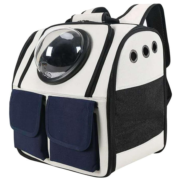 Mochila transportadora para perros y gatos con ventilación, bolso de hombro, bolsa de transporte ventilada para mascotas Blanco